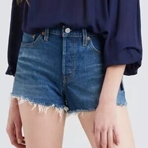 Levi's 501 Classic Retro Button Fly Cut Off Shorts Medium Wash Size 31 Festival